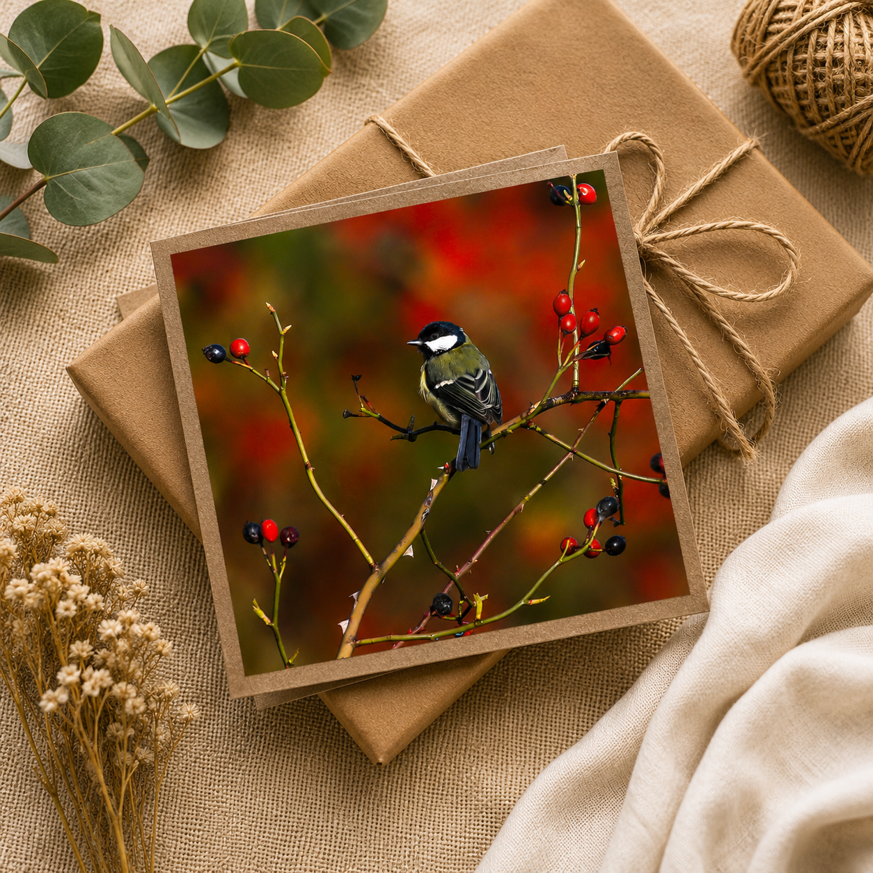 Great Tit amongst the berries